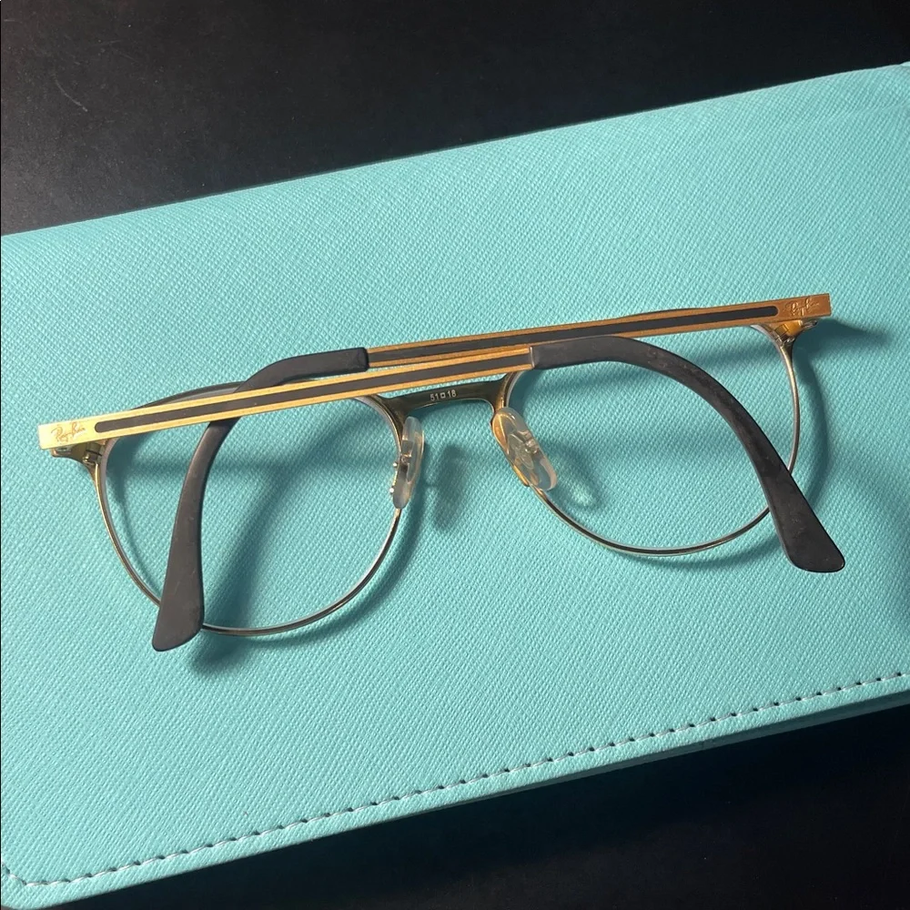 Ray-Ban youth Black and Gold Round Glasses